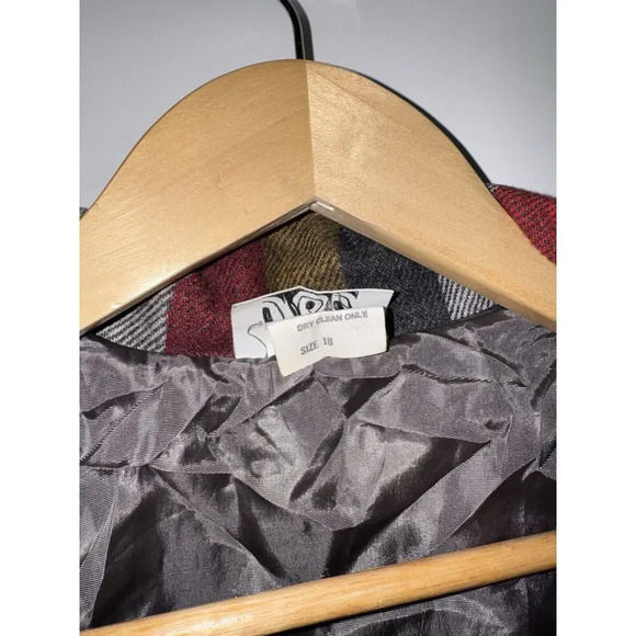 Vintage JBJ Womens Wool Open Front Jacket Blazer Striped Artsy Pockets Size 18 - Picture 3 of 8